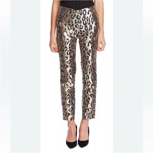 Vince Camuto Leopard Print Metallic Cropped Ankle Pants Gold & Black 4